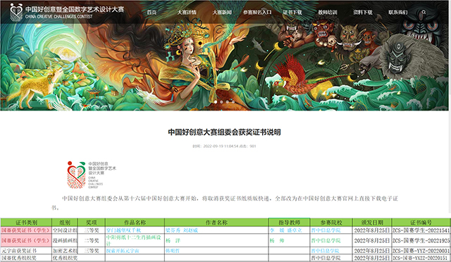 【竞赛成果】艺术传媒学院师生在第16届-中国好创意暨全国数字艺术设计大赛中喜获佳绩